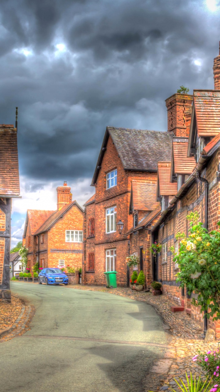 Обои здание, Хаус, Мало Budworth, жилой район, городок в разрешении 720x1280