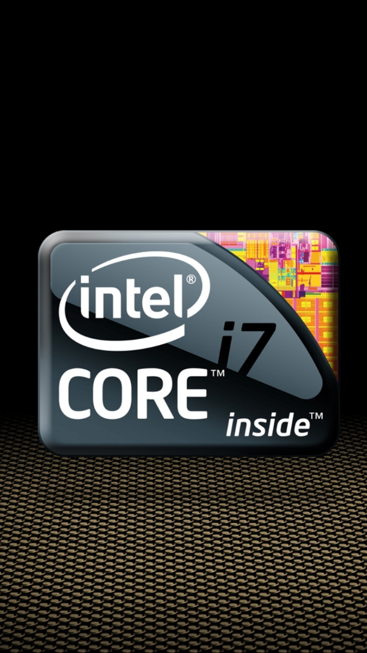 Обои Интел, центральный процессор, лого, марка, графический дизайн в разрешении 750x1334