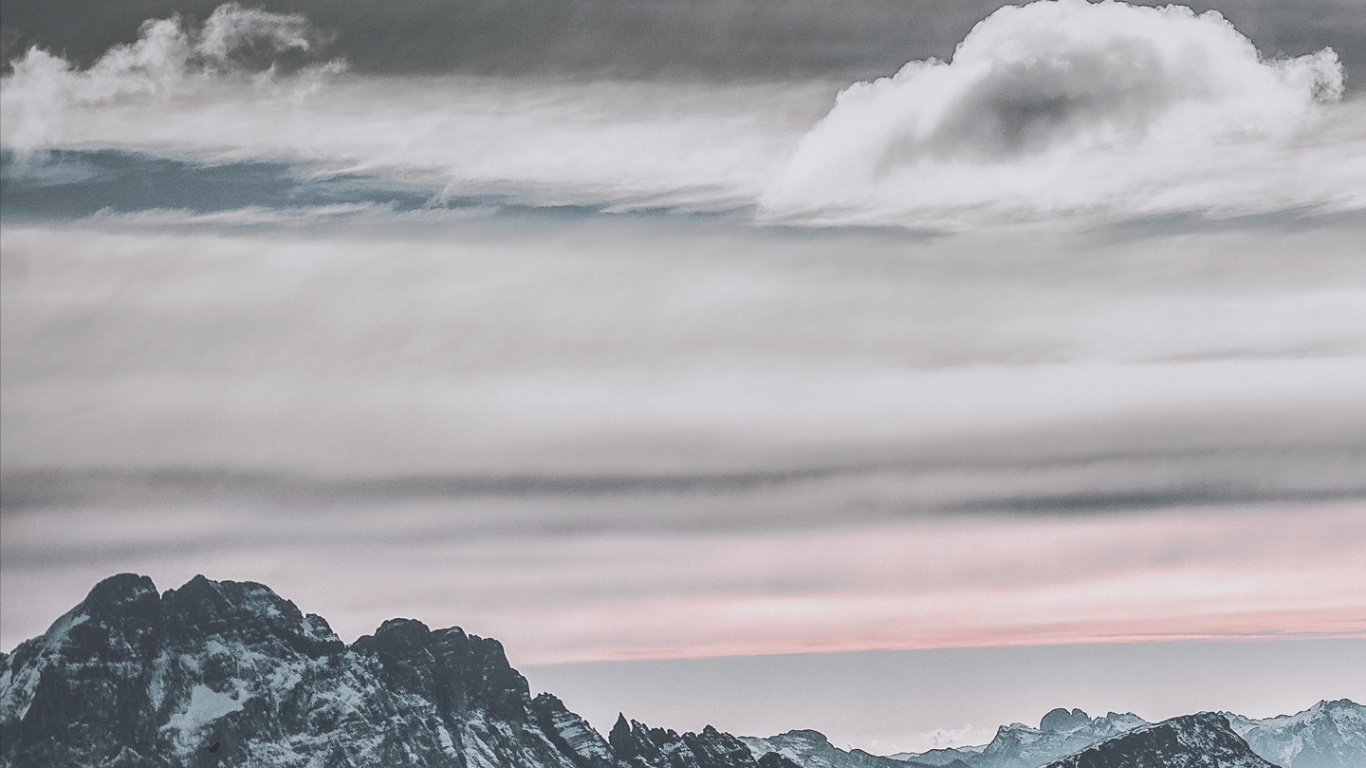 Обои снег, гора, атмосфера, облако, природа в разрешении 1366x768