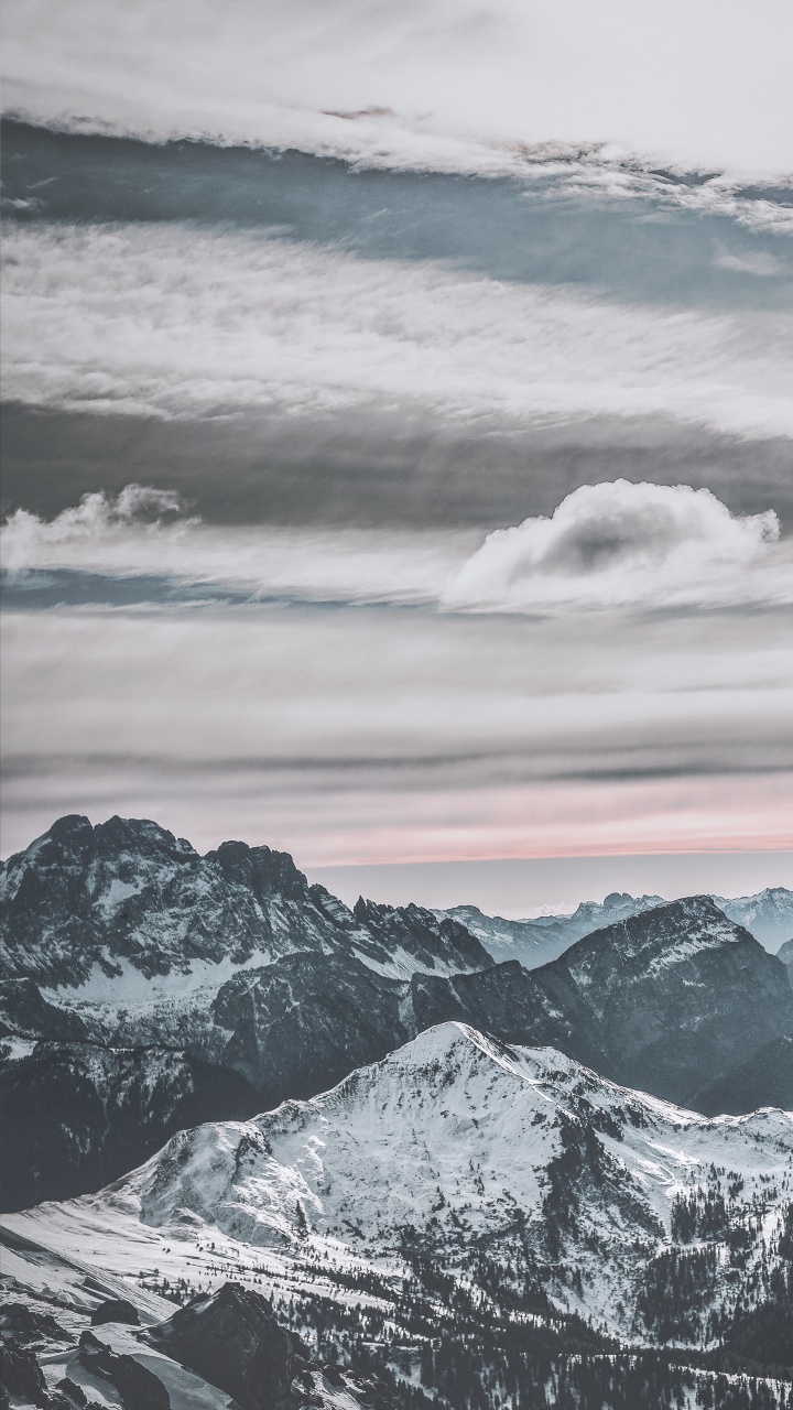 Обои снег, гора, атмосфера, облако, природа в разрешении 720x1280