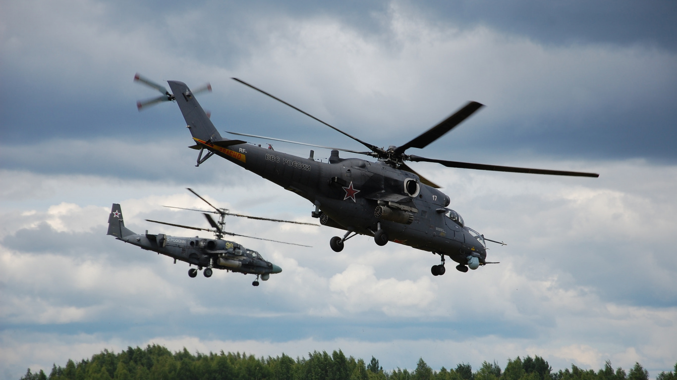 Обои винтокрылая машина, вертолет, самолеты, военный вертолет, самолет в разрешении 1366x768