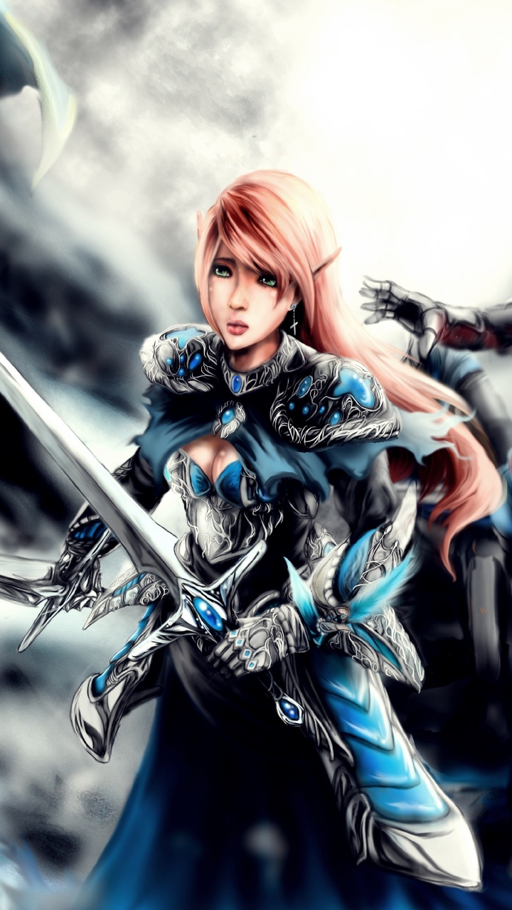 Обои фантастическое искусство, эльф, фигурка, машина, искусство в разрешении 720x1280