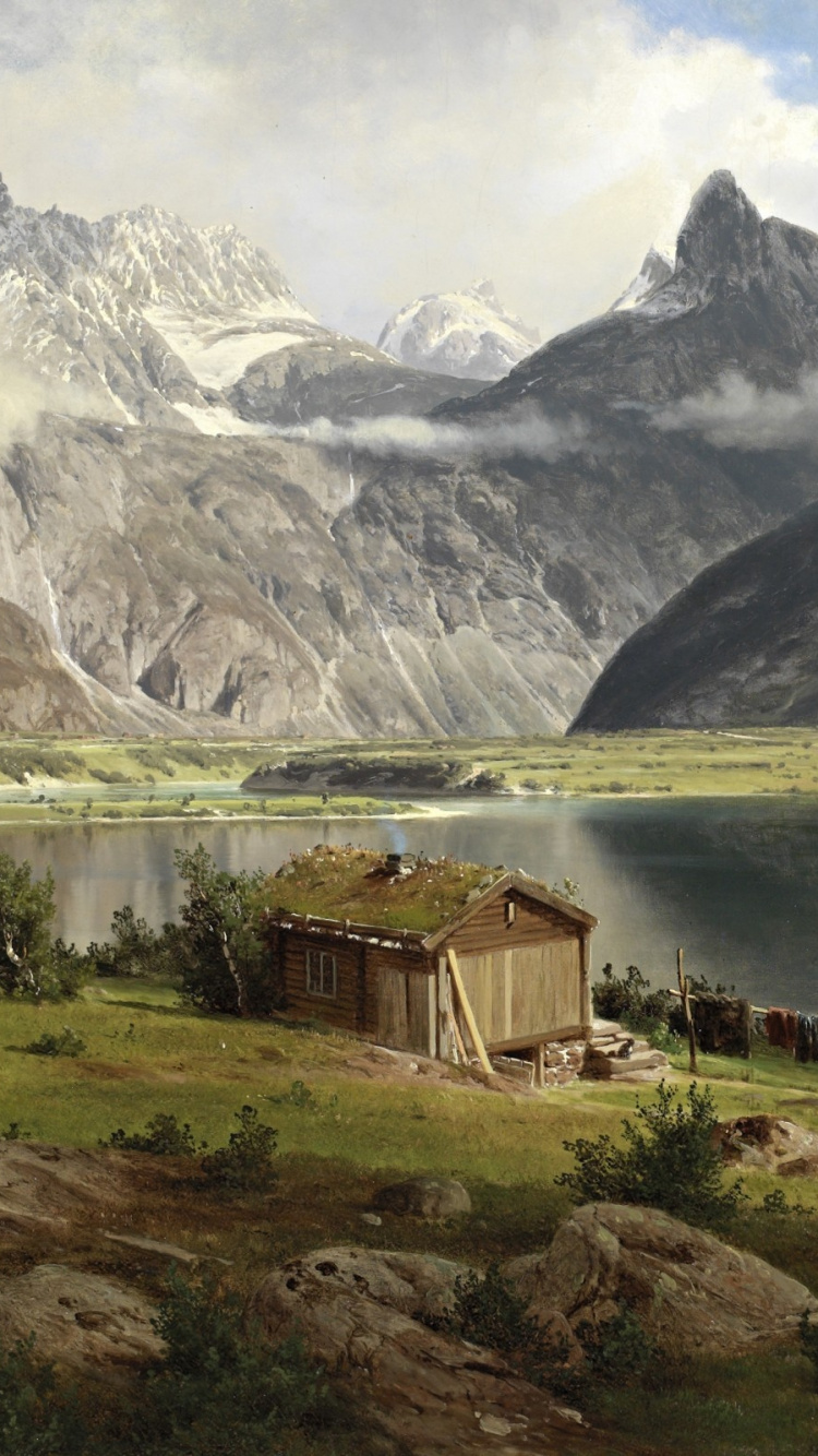 Обои эккерсберг Юхан Фредрик, пейзажная живопись, живопись, художник, арт в разрешении 750x1334