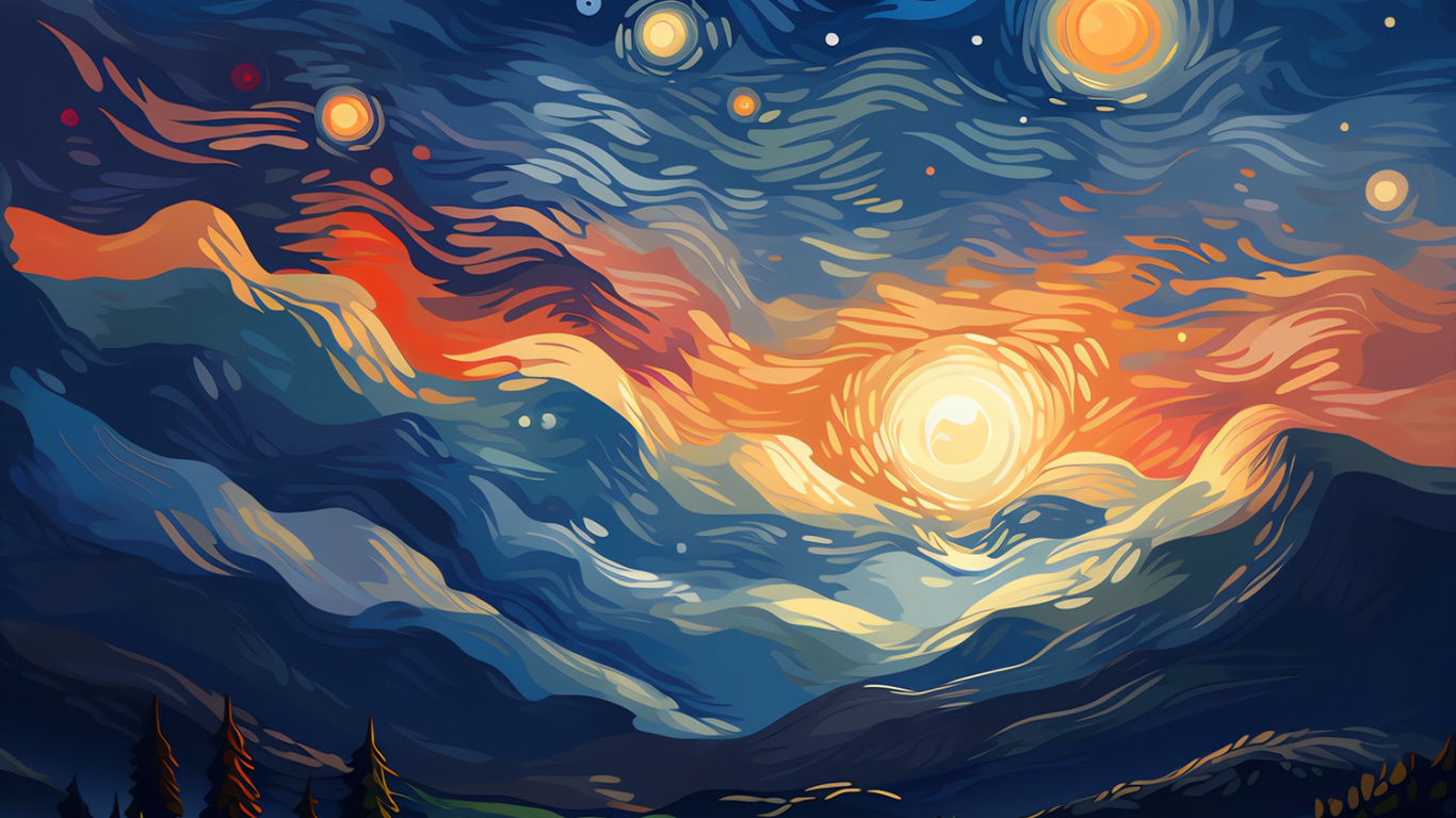 Обои телефон, живопись, вода, атмосфера, гидроресурсы в разрешении 1366x768