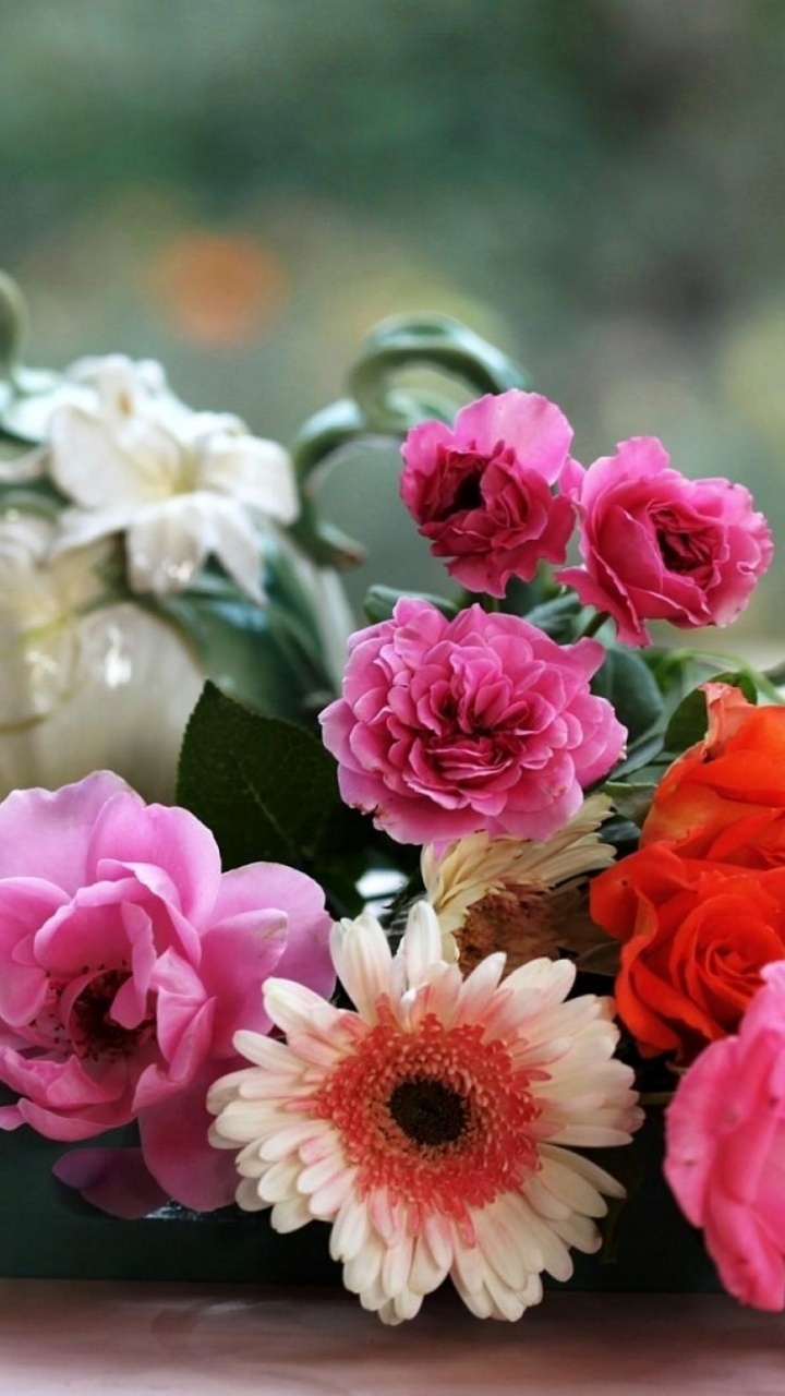 Обои чайная чашка, срезанные цветы, Роза, флористики, цветочный дизайн в разрешении 720x1280