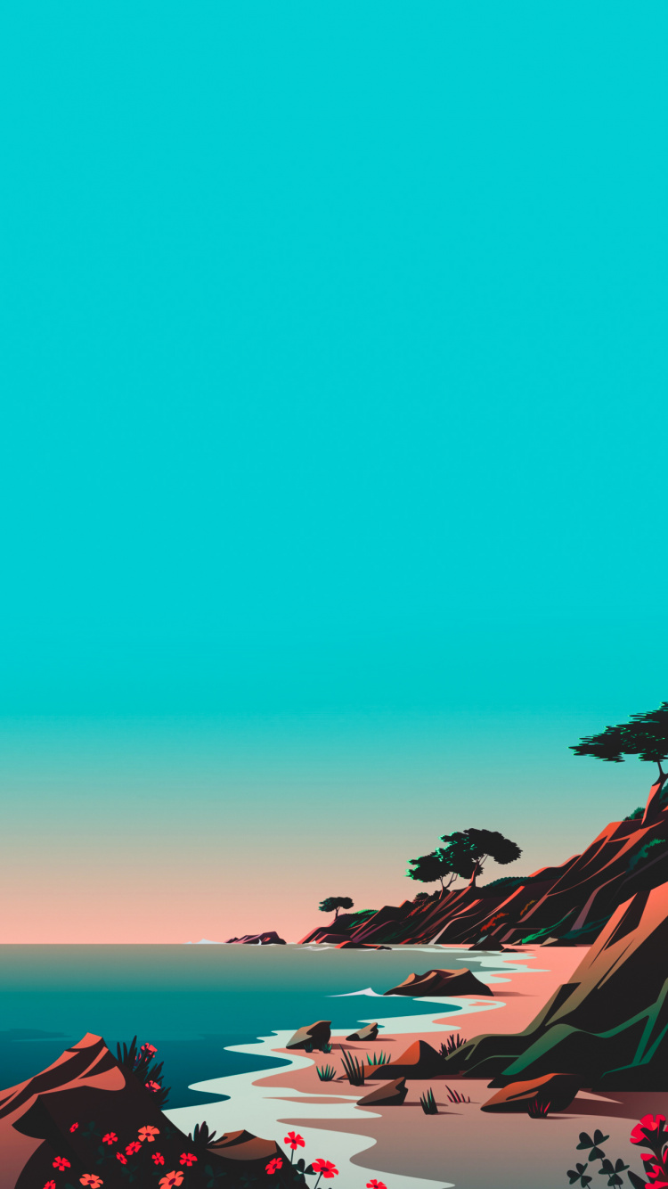 Обои рисование, ios, яблоко, вода, синий в разрешении 750x1334