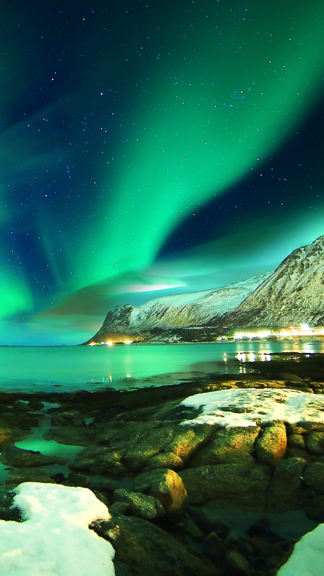 Обои Лофотен, Аврора, природа, атмосфера, Арктика в разрешении 1080x1920