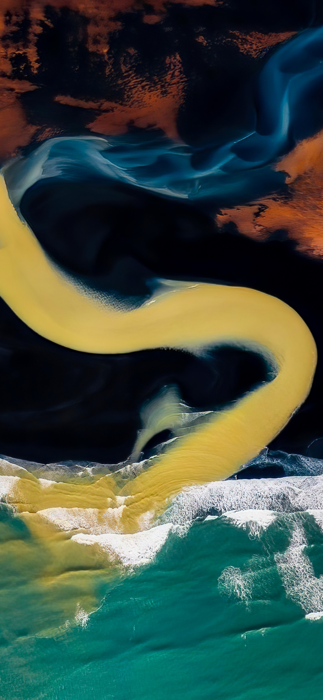 Обои вода, жидкий, пейзаж, арт, живопись в разрешении 1125x2436