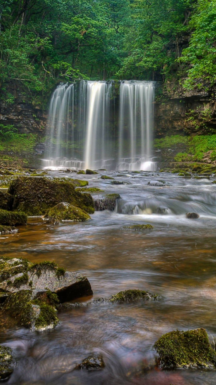 Обои водопад, водоем, гидроресурсы, природа, вода в разрешении 720x1280