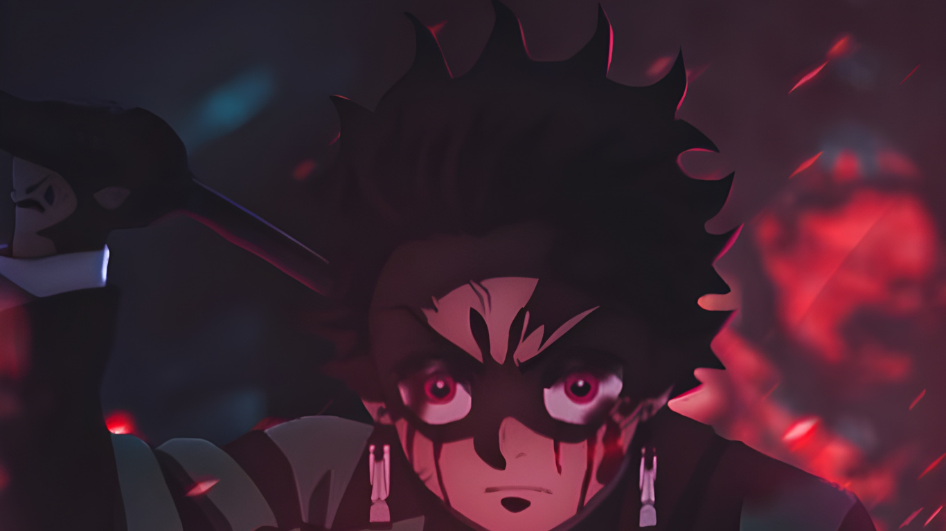 Обои аниме, темнота, Танджиро Камадо, Незуко Камадо, убийца демонов kimetsu no yaiba в разрешении 1366x768