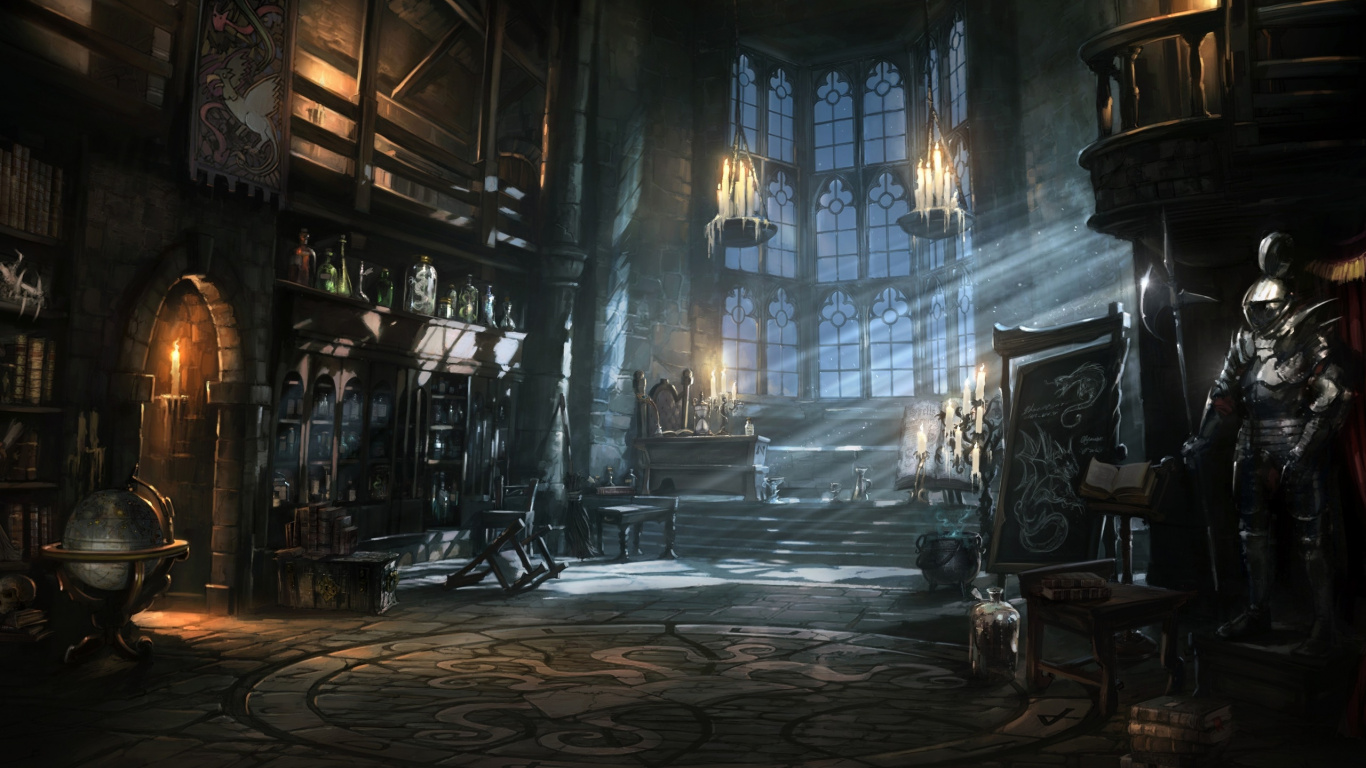 Обои фэнтези, темные фантазии, фантастическое искусство, темнота, компьютерная игра в разрешении 1366x768