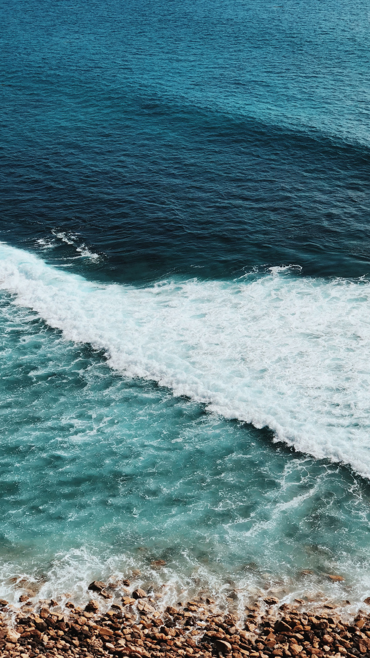 Обои море, водоем, волна, океан, синий в разрешении 750x1334