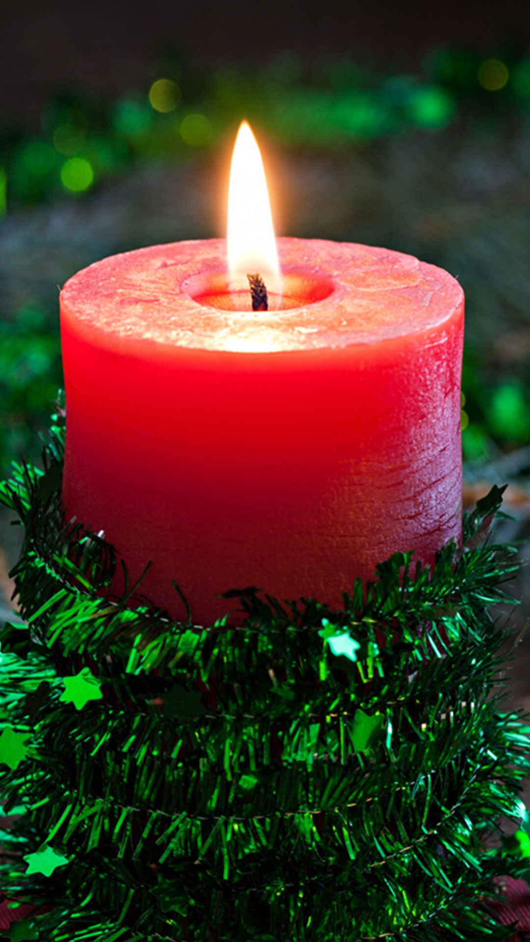 Обои свеча, зеленый, освещение, Рождество, дерево в разрешении 1080x1920