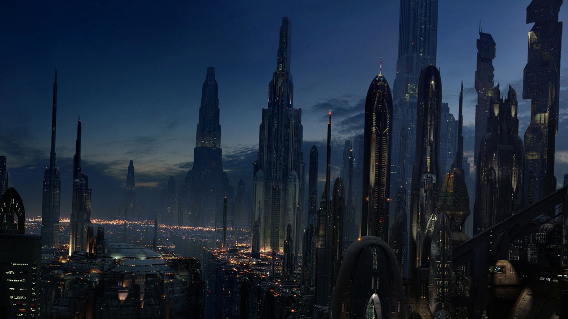 Обои звездные войны, метрополия, городской пейзаж, город, городской район в разрешении 1920x1080