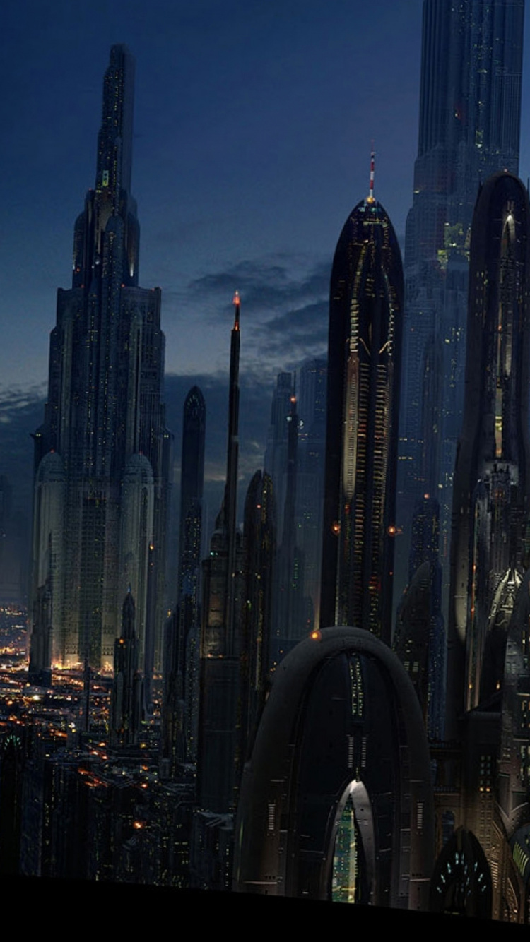 Обои звездные войны, метрополия, городской пейзаж, город, городской район в разрешении 750x1334