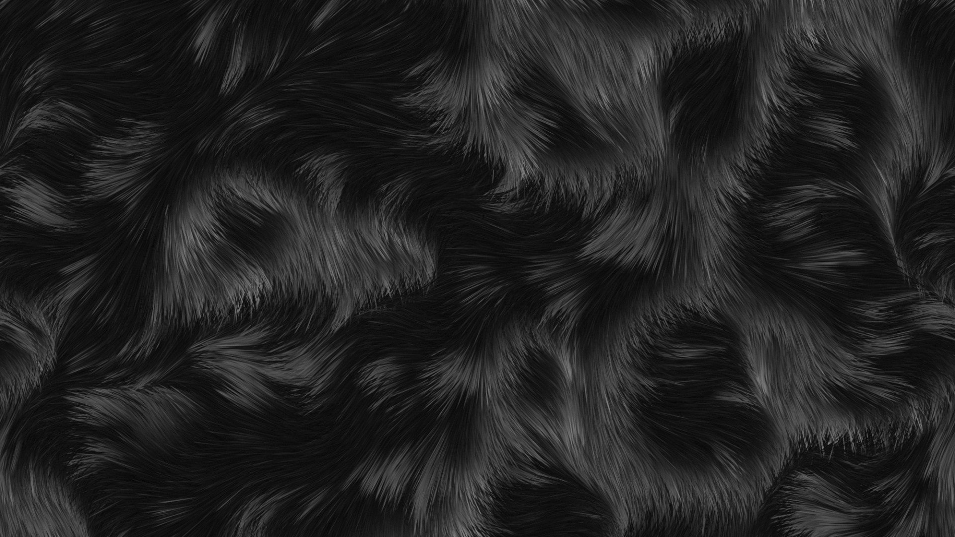 Обои мех, черный, текстура, крупный план, монохромный режим в разрешении 1920x1080