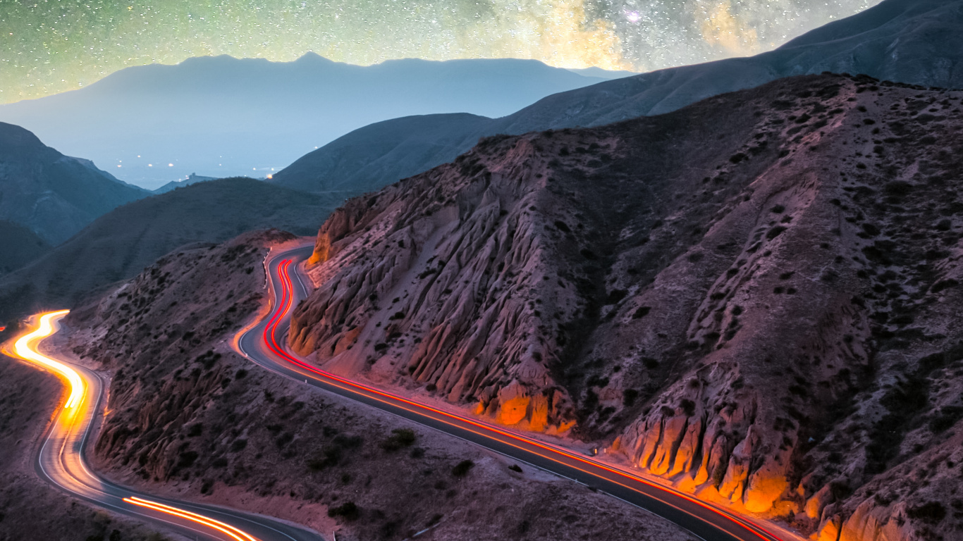 Обои иллюстрация, атмосфера, природа, природный ландшафт, гора в разрешении 1366x768