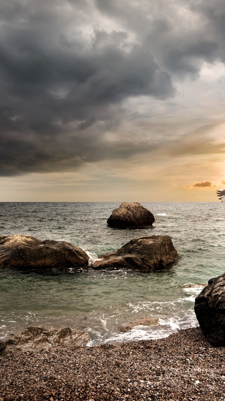 Обои облако, иллюстрация, молния, вода, атмосфера в разрешении 720x1280