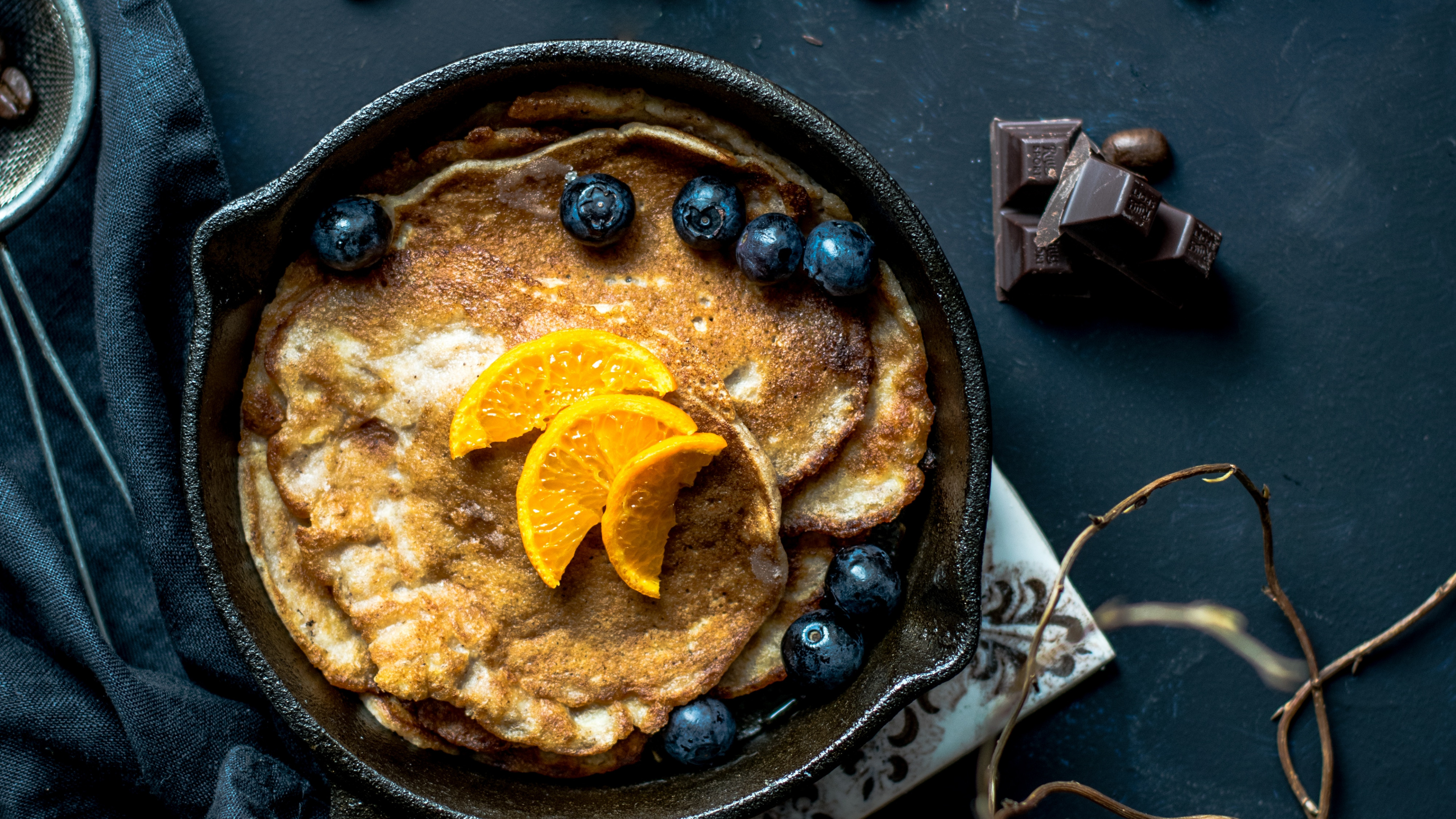 Обои блин, блюда, пища, вегетарианская пища, завтрак в разрешении 3840x2160