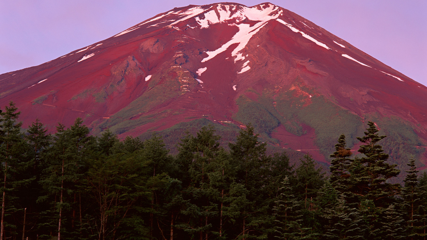 Обои гора Фудзи, Аокигахара, вулкан, пейзажи гор, горный рельеф в разрешении 1366x768