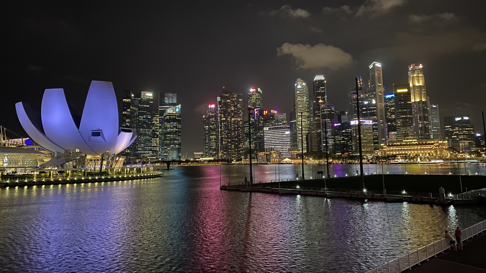 Обои Сингапур, городской пейзаж, ночь, город, башня в разрешении 1920x1080