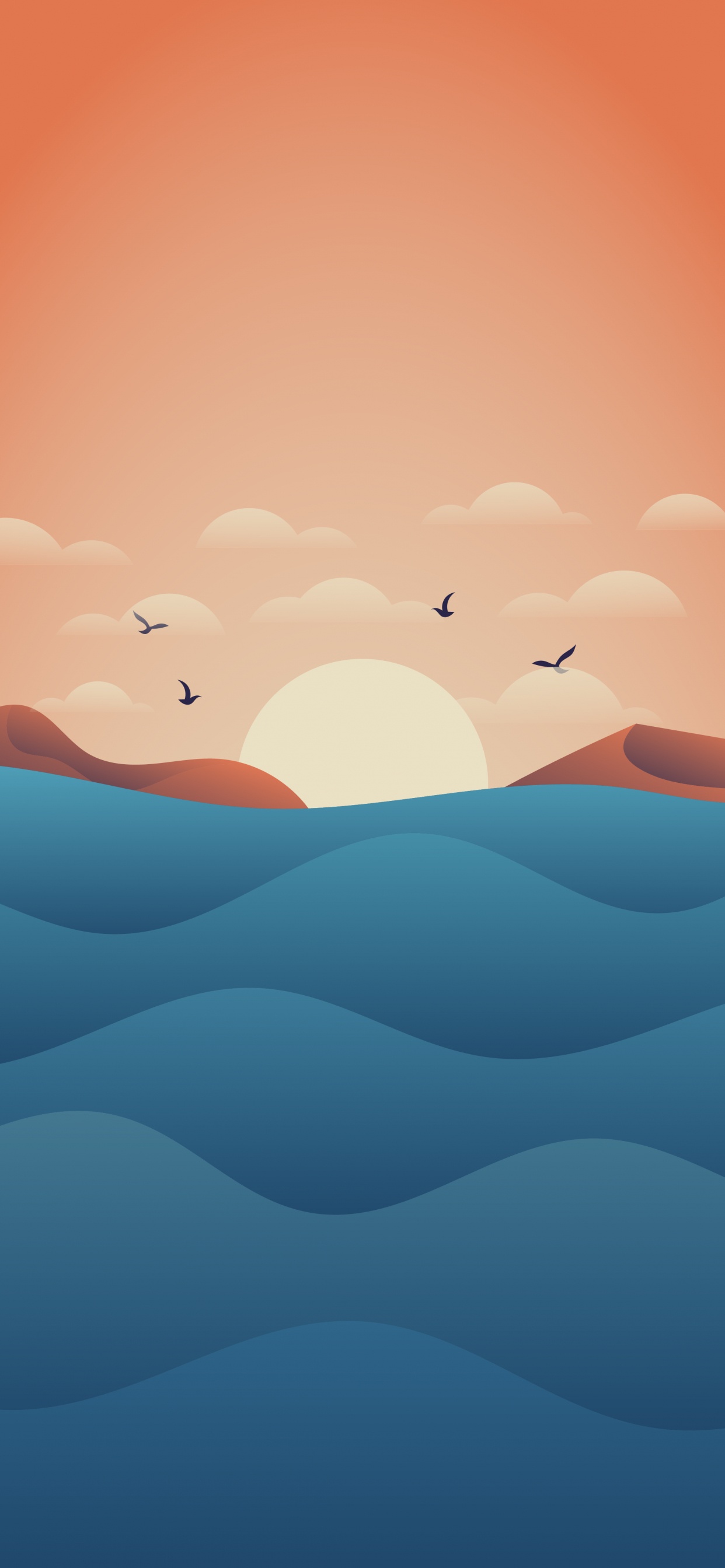 Обои облако, Оранжевый цвет, природный ландшафт, кучевое облако, арт в разрешении 1242x2688