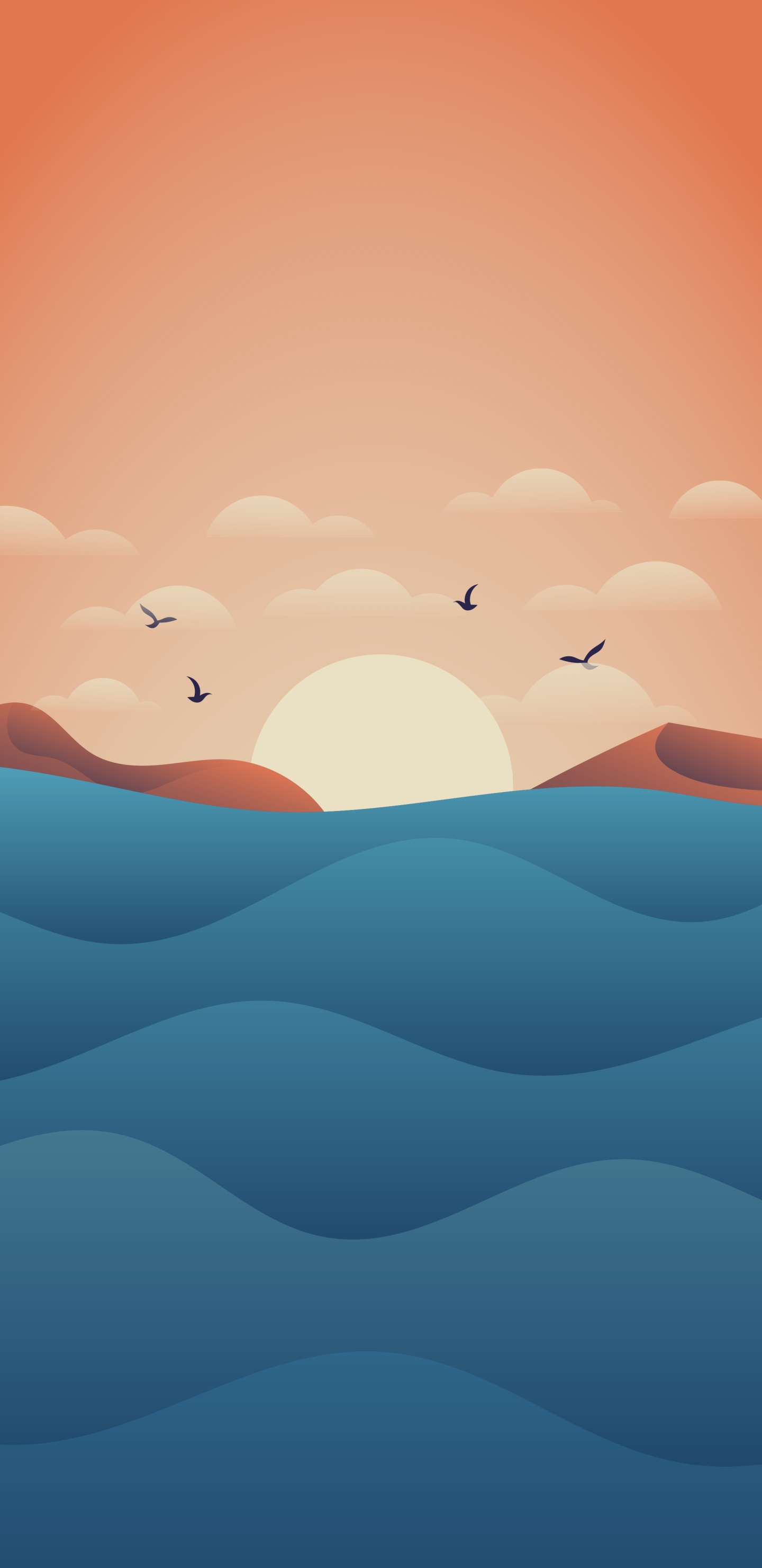 Обои облако, Оранжевый цвет, природный ландшафт, кучевое облако, арт в разрешении 1440x2960