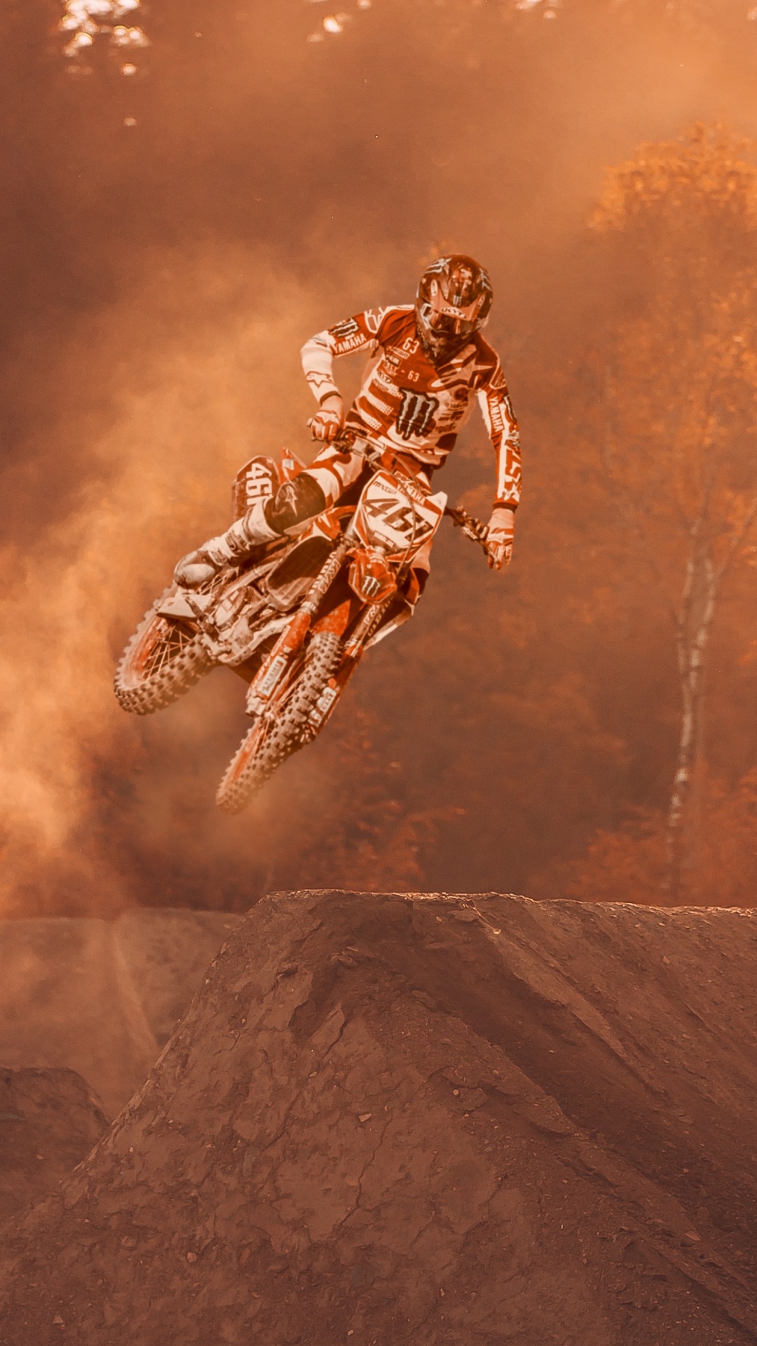 Обои велосипед, мотоцикл, мотоцикл стантрайдинга, тепло, космос в разрешении 1080x1920