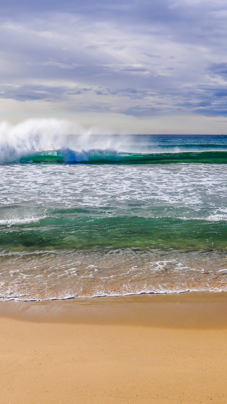 Обои красивые пляжные волны, пляж, океан, море, природа в разрешении 750x1334