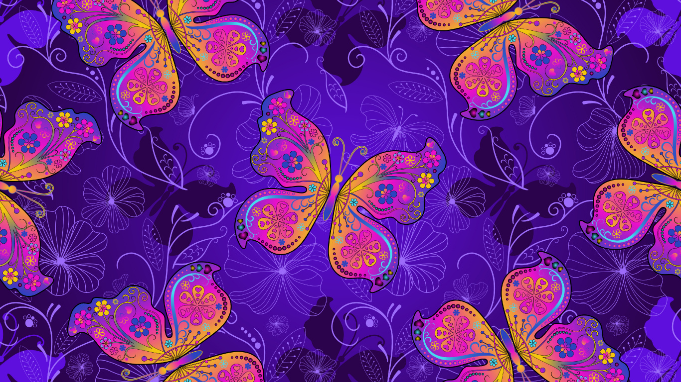 Обои арт, Фиолетовый, узор, пурпур, дизайн в разрешении 1366x768