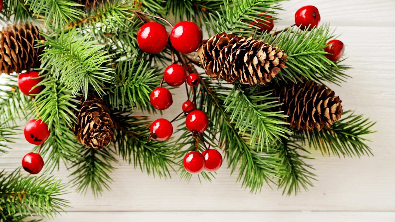 Обои Рождественский день, праздник, дерево, Рождественские украшения, рождественский орнамент в разрешении 1366x768