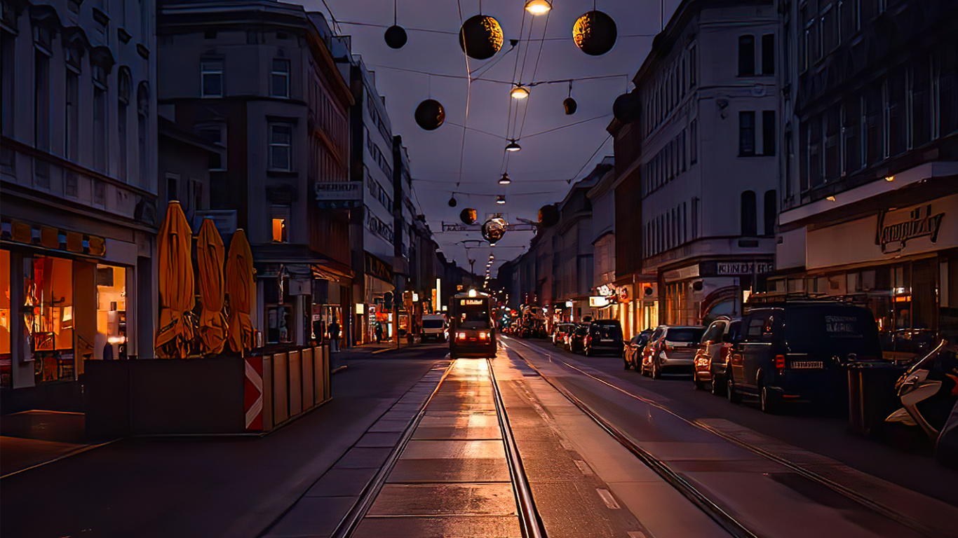 Обои здание, атмосфера, окно, дорожное покрытие, инфраструктура в разрешении 1366x768