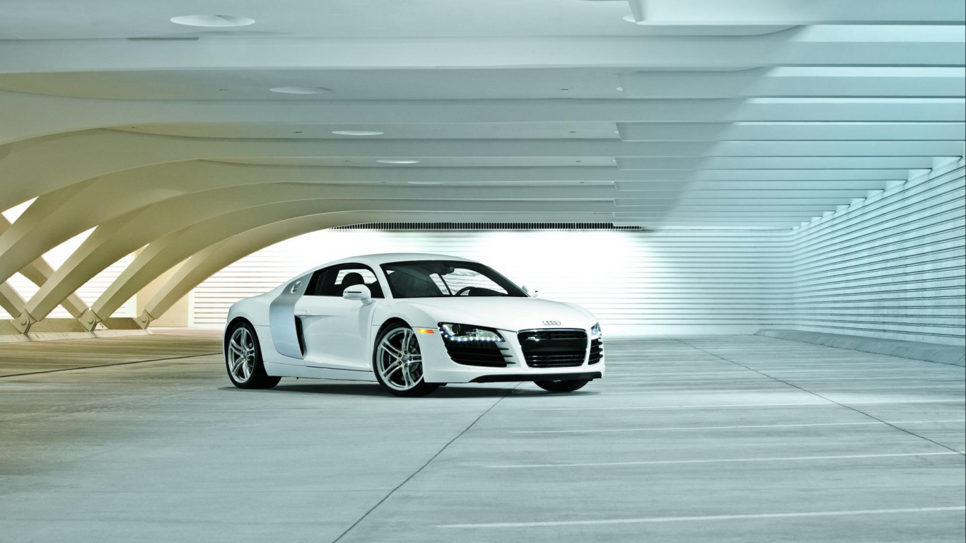 Обои белая Ауди р8, 2008 Ауди Р8, авто, audi, суперкар в разрешении 1366x768
