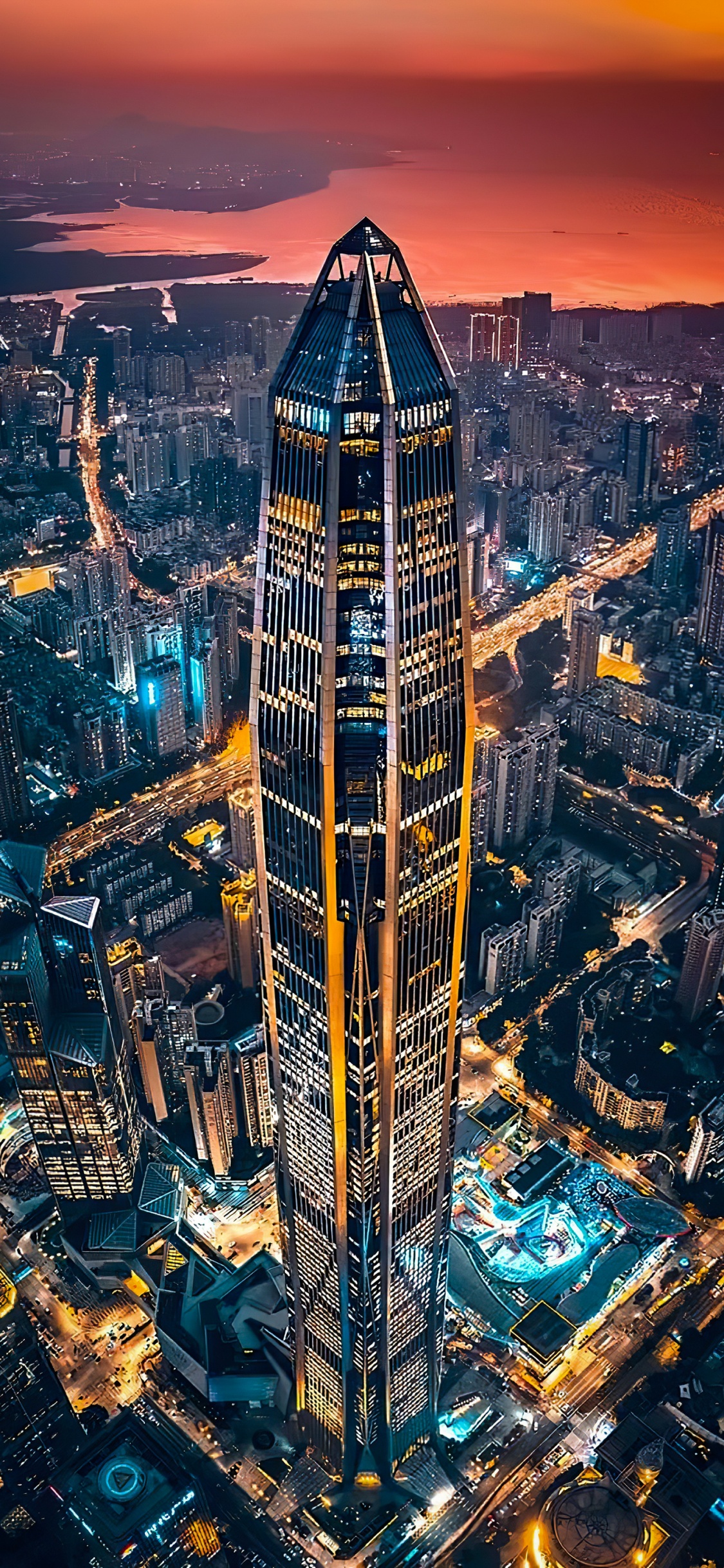 Обои небоскреб, здание, атмосфера, вышка, мир в разрешении 1125x2436