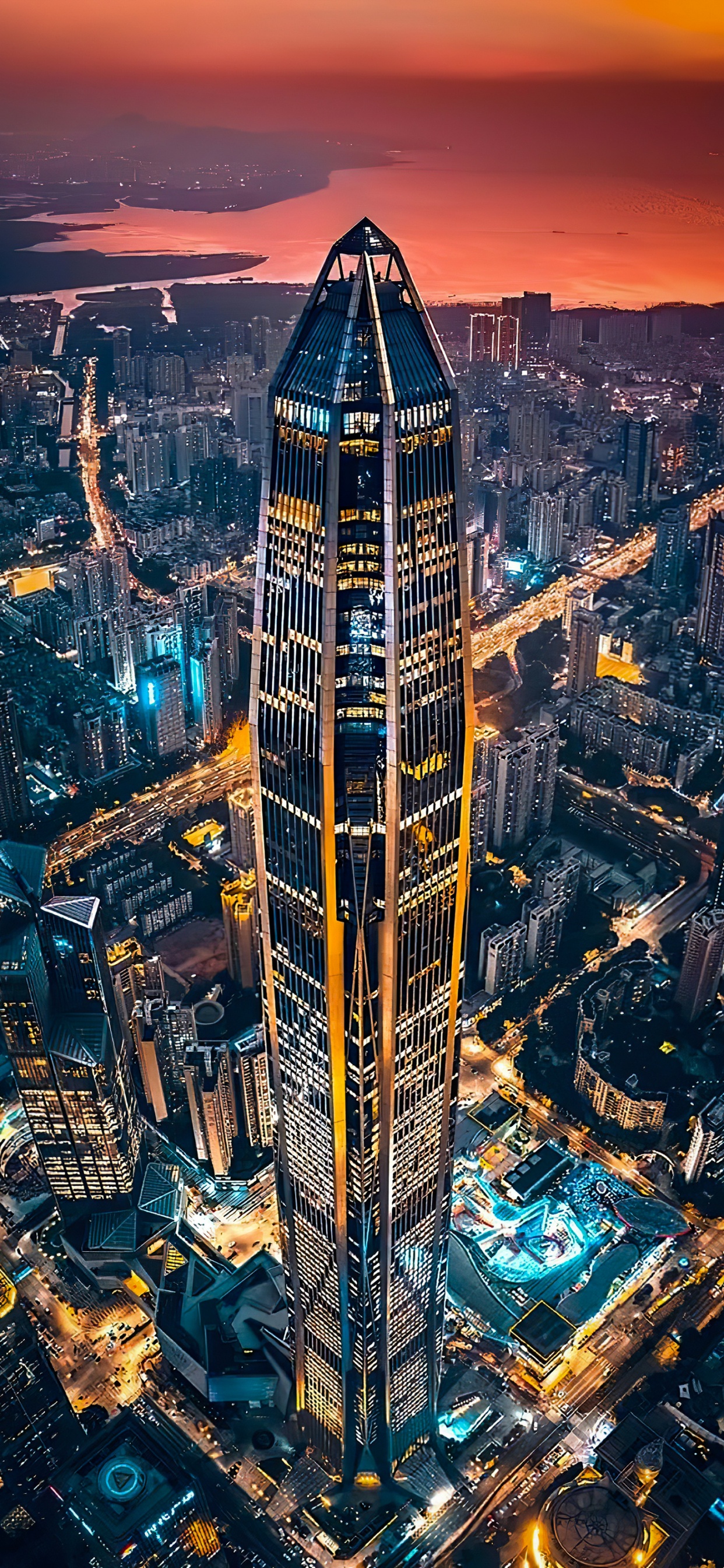 Обои небоскреб, здание, атмосфера, вышка, мир в разрешении 1242x2688