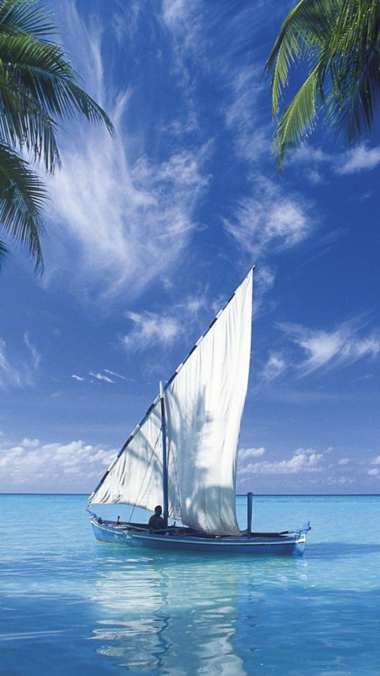 Обои парусная шлюпка, лодка, яхта, перевозка воды, мореплавание в разрешении 750x1334