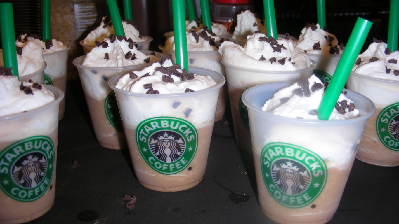 Обои старбеку, молочный коктейль, пища, старбакс, молочный продукт в разрешении 1366x768