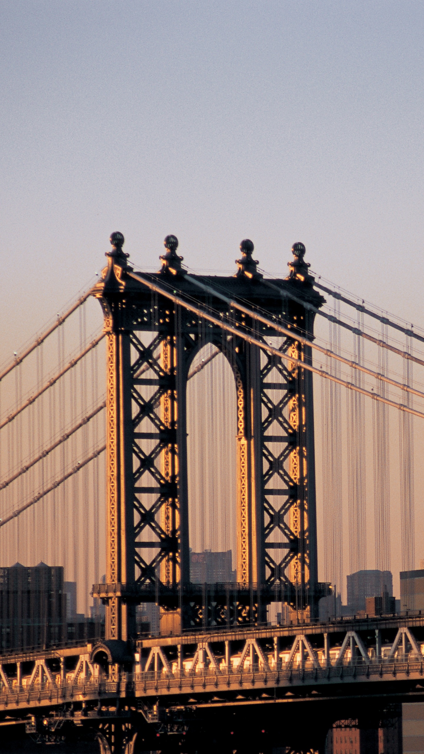 Обои Бруклинский мост, манхэттенский мост, мост, подвесной мост, вантовый мост в разрешении 1440x2560