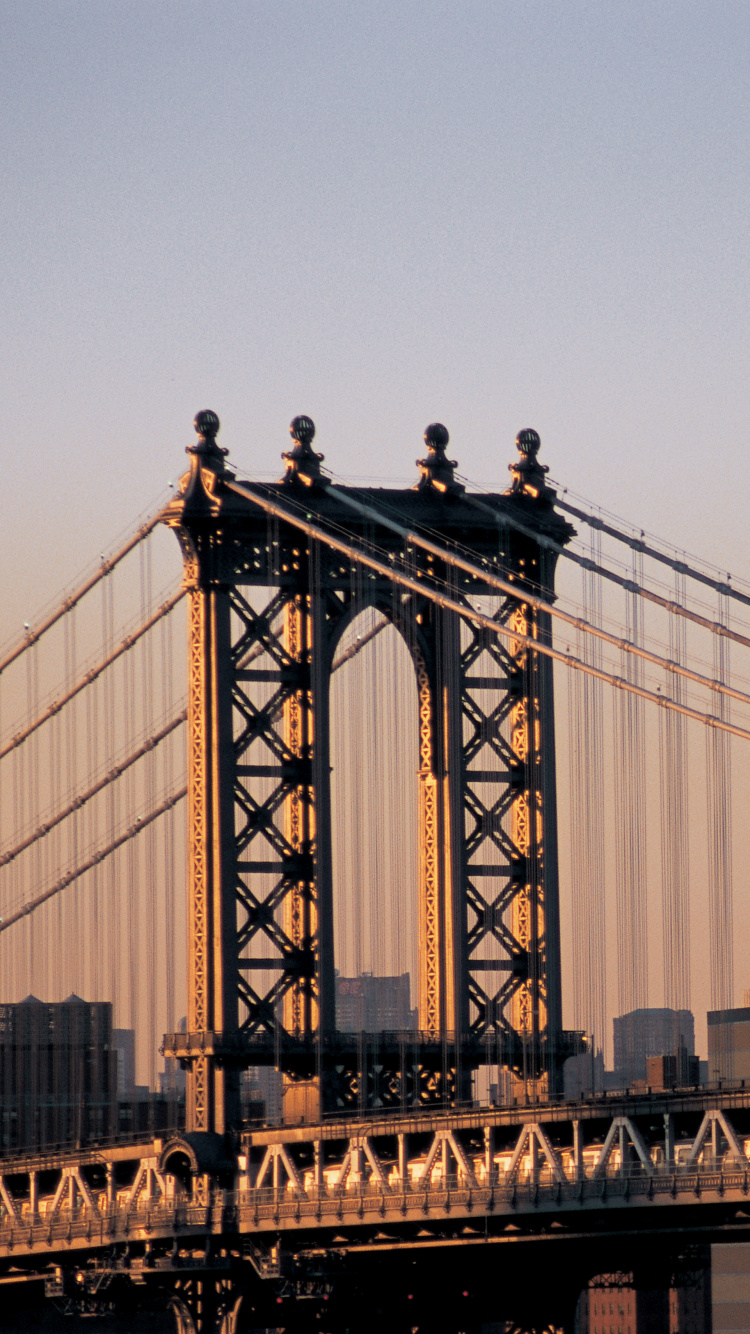 Обои Бруклинский мост, манхэттенский мост, мост, подвесной мост, вантовый мост в разрешении 750x1334