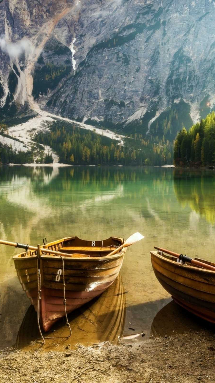 Обои озеро, доломит, природа, отражение, вода в разрешении 750x1334