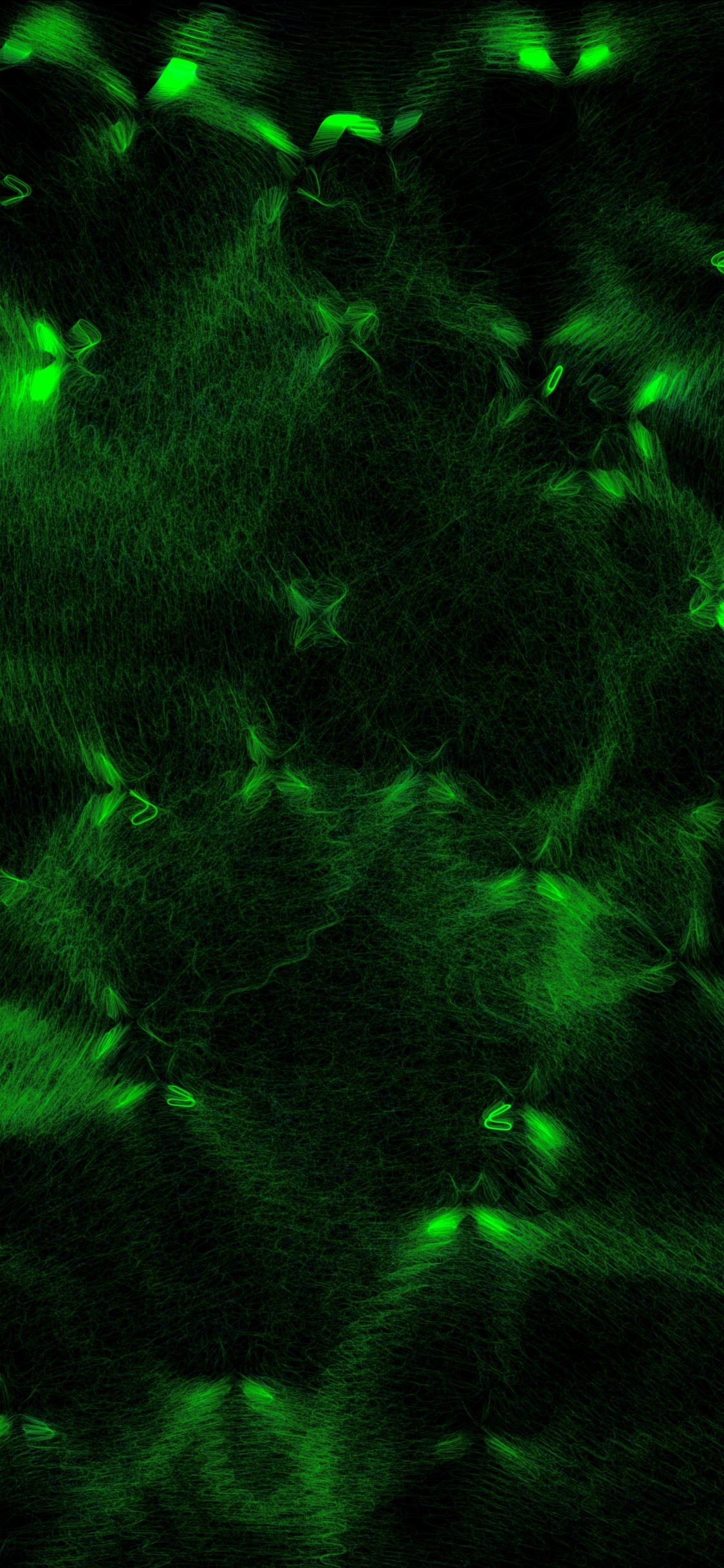 Обои абстракция, зеленый, свет, вода, технологии в разрешении 1125x2436