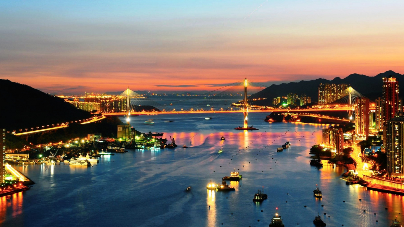 Обои Сан Франциско, реки, вечер, отражение, город в разрешении 1366x768