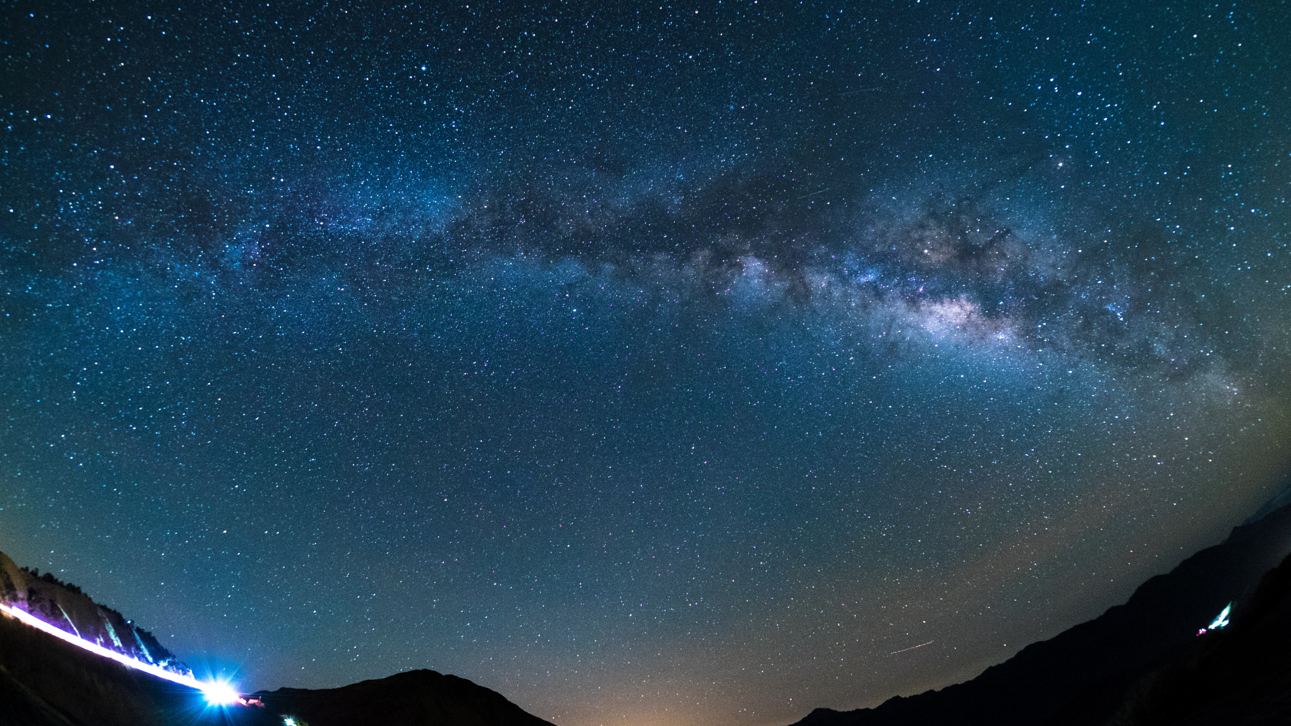 Обои синий, ночь, астрономический объект, Галактика, звезда в разрешении 2560x1440