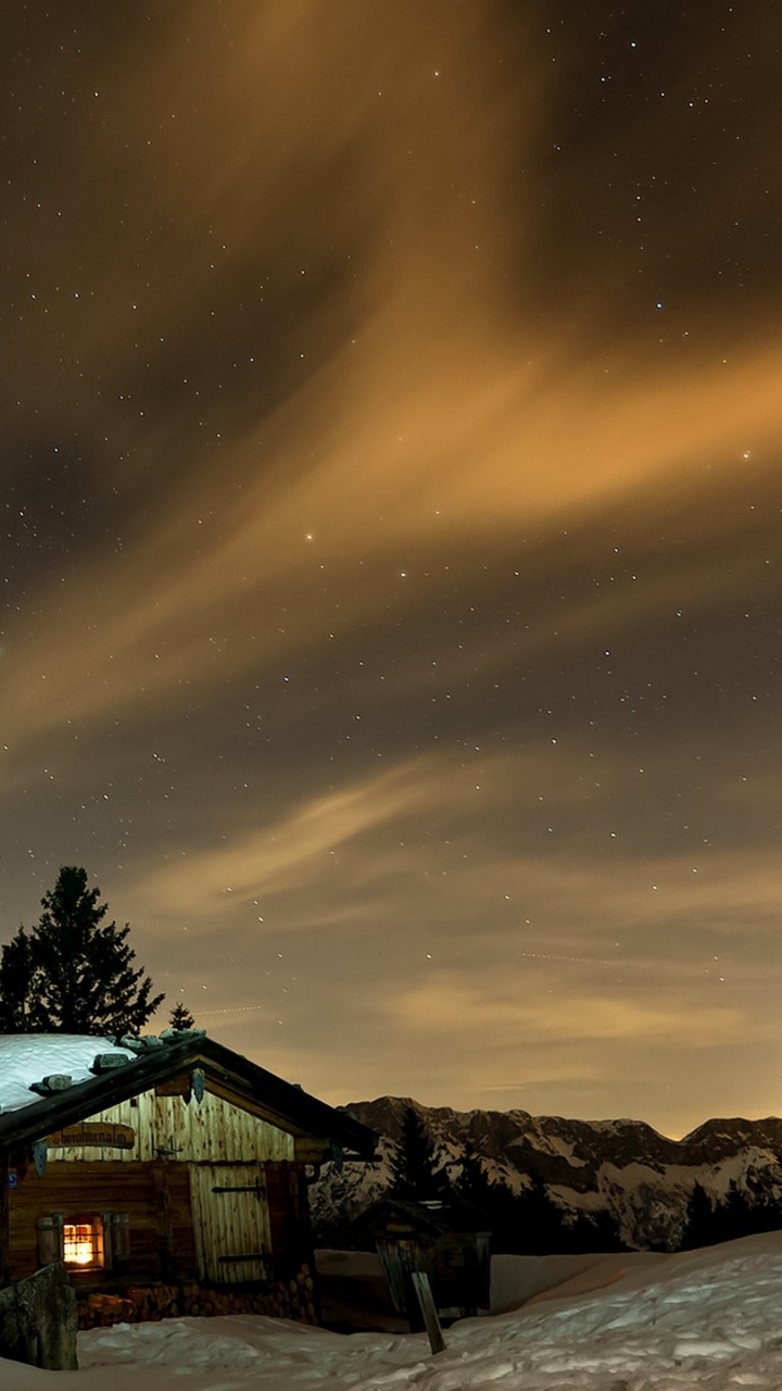 Обои ночь, природа, зима, облако, снег в разрешении 720x1280