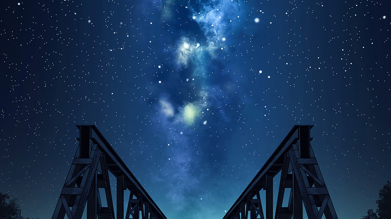 Обои звезда, синий, ночь, свет, темнота в разрешении 1366x768