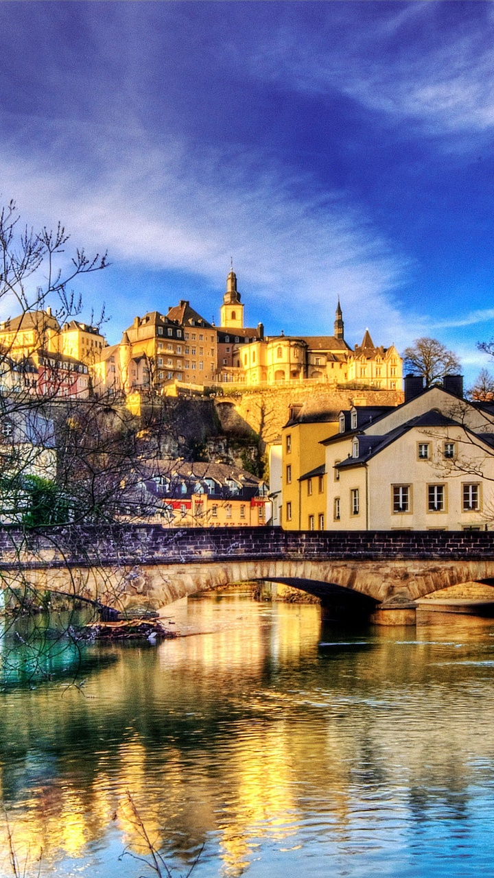 Обои отражение, природа, вода, водный путь, городок в разрешении 720x1280