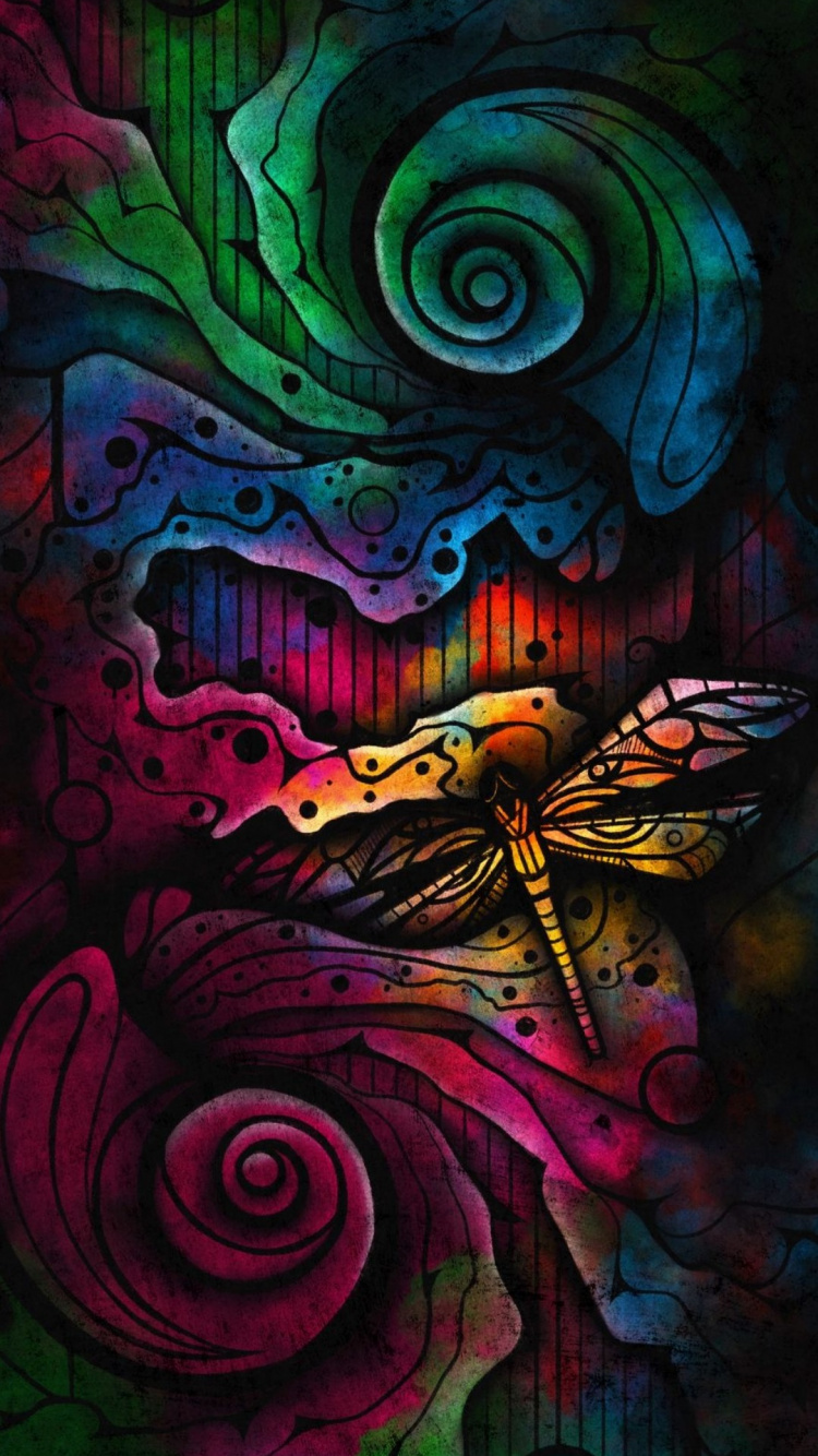 Обои психоделическое искусство, визуальное искусство, акриловая краска, арт, живопись в разрешении 750x1334