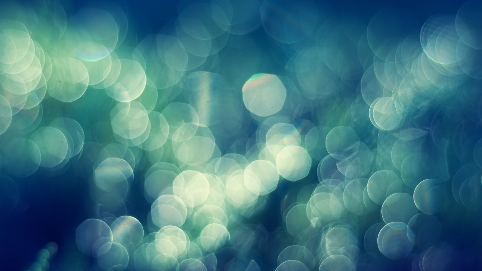 Обои боке, синий, зеленый, бирюза, свет в разрешении 1920x1080