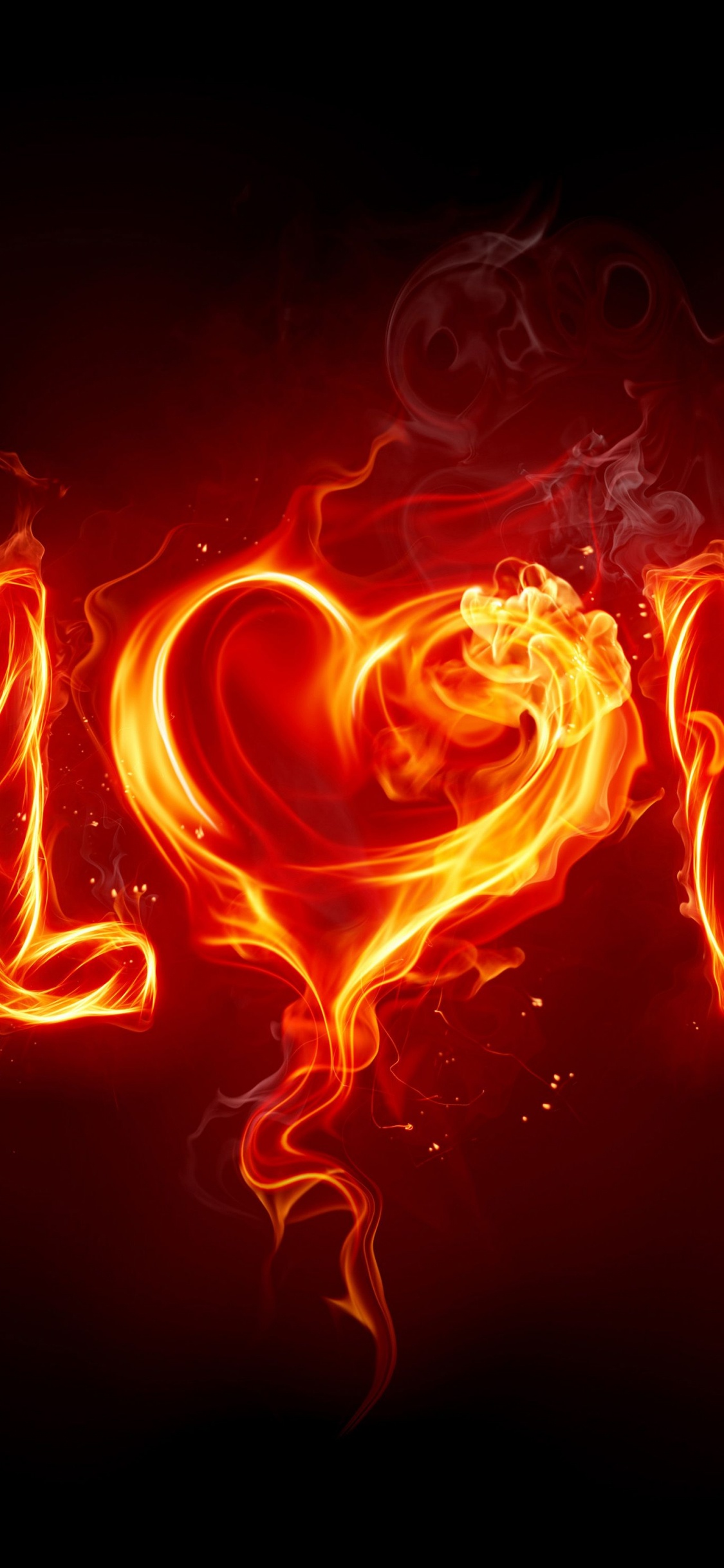 Обои свет, красный цвет, текст, неон, тепло в разрешении 1125x2436