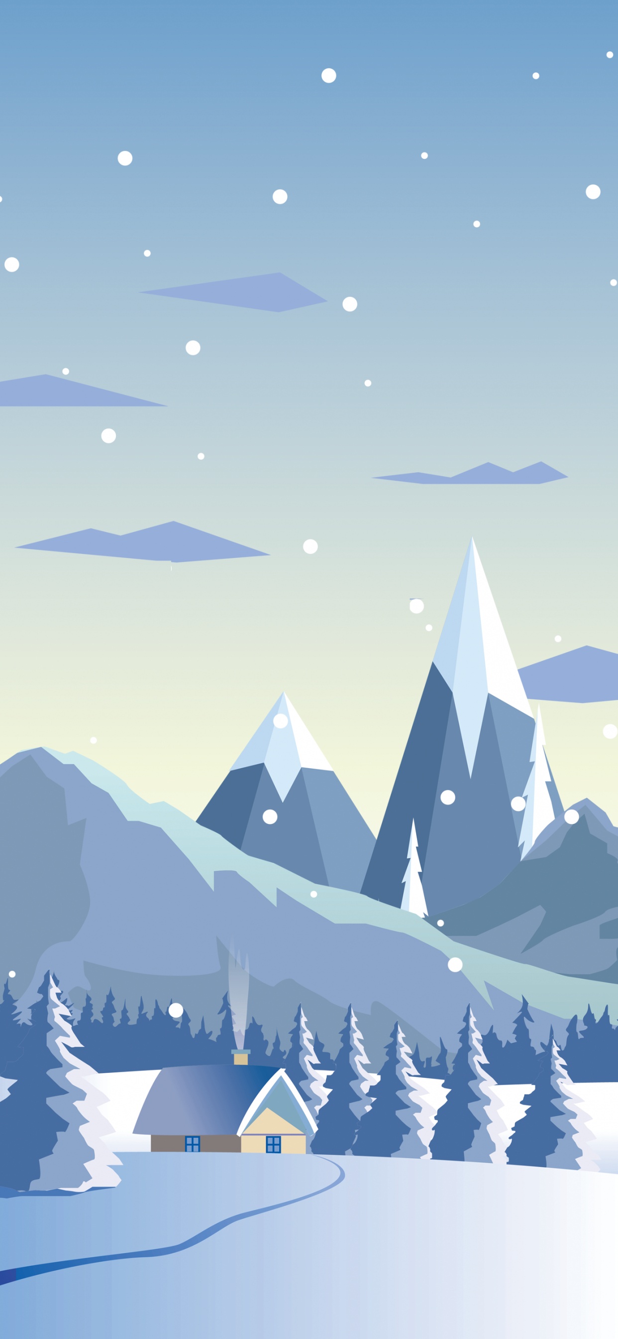 Обои снег, минимализм, гидроресурсы, экорегион, природа в разрешении 1242x2688